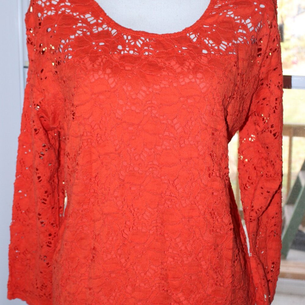 Peck & Peck Orange Lace Lined XL Shirt - Picture 2 of 6